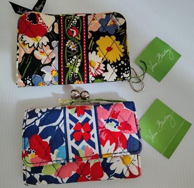 LOT 2 VERA BRADLEY Cotton Quilt Floral Wallets-Poppy Fields & Summer Cottage