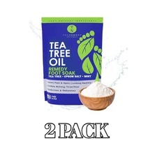 14oz Tea Tree Oil Foot Soak with Epsom Salt and Mint by Truremedy Naturals 2 PCK