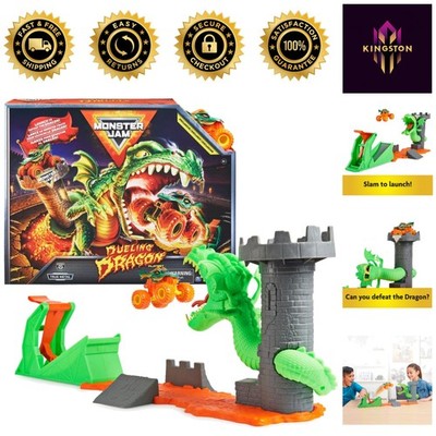 Dueling Dragon Playset with 1:64 Scale Exclusive Dragon Monster Truck for Kids