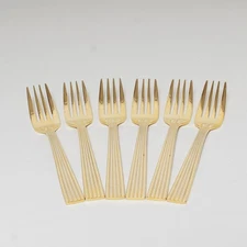 1847 Rogers Bros Gold Plated Salad Dessert Forks Tableware Flatware 6 Piece
