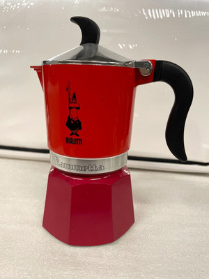 BIALETTI RAINBOW ALUMINUM COFFEE MAKER 3 CUPS RED limited edition