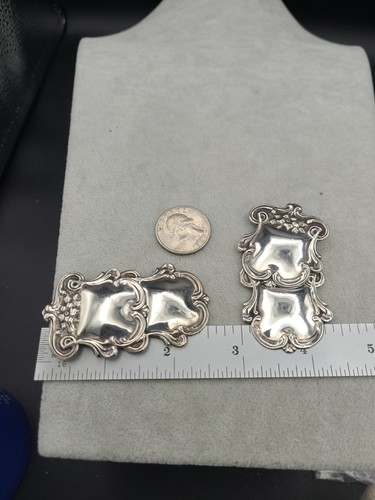 VTG STERLING SILVER 925 CLIP-ON Luggage Tag Dangle Earrings Scrolls/Flowers - Picture 10 of 14