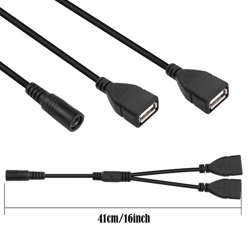 GINTOOYUN 2-Pack DC 5.5mm x 2.1mm Female to Dual USB 2.0 Female Y Splitter - Picture 6 of 8