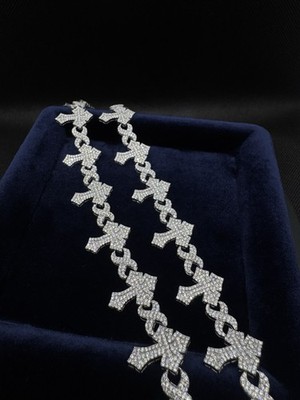 Real 925 Sterling Silver Infinity Cross Bracelet Moissanite 8inch 15mm Unisex