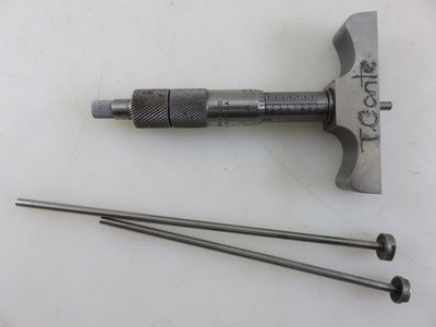 Brown & Sharpe 607 Depth Micrometer 0-3''  .001'' 2.5''w Base Vintage