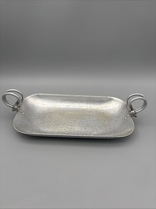 B.W. Buenilum Vintage Hammered Aluminum Dish with Fancy Scrolled Handles -1950s