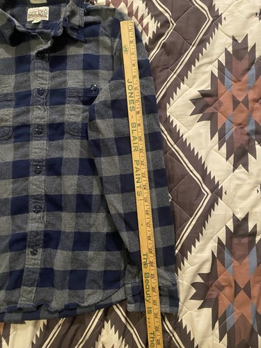 J. Crew Midweight Flannel Double Brushed Plaid Button Up Shirt Blue/Gray Medium - Picture 6 of 7