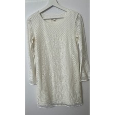 MSSP Max Studio Lace Mini Dress XS White Boho Bridal Rehearsal Romantic Ethereal