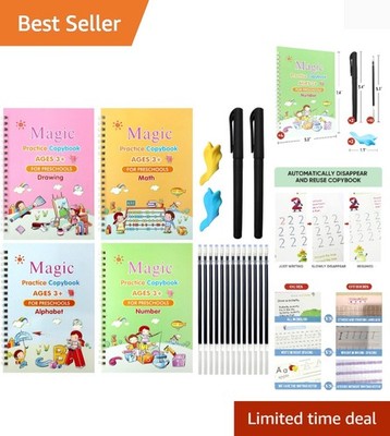 Fine Motor Skill Development with 4-Piece Magic Writing Copybook Set for Kids