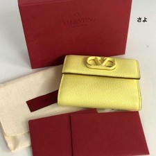 VALENTINO Valentino bifold wallet V logo yellow leather compact wallet for women