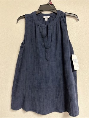 time and tru Blouse size S navy blue womens Sleeveless