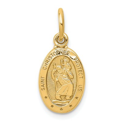 10K Yellow Gold Saint Christopher Pendant Charm New 20 X 9mm Jewerly