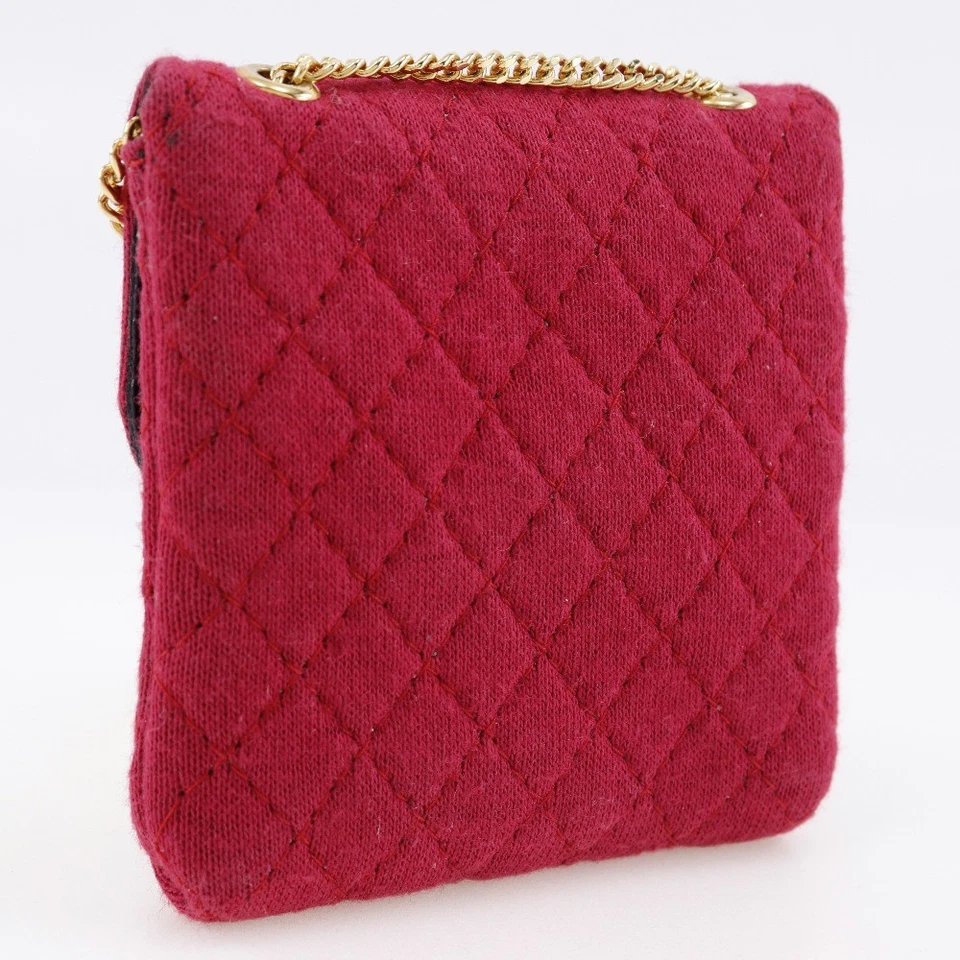 CHANEL Bolsa de Cadena Bolso de Hombro Micro Rosa Algodón Mujer Foto 3 de 4