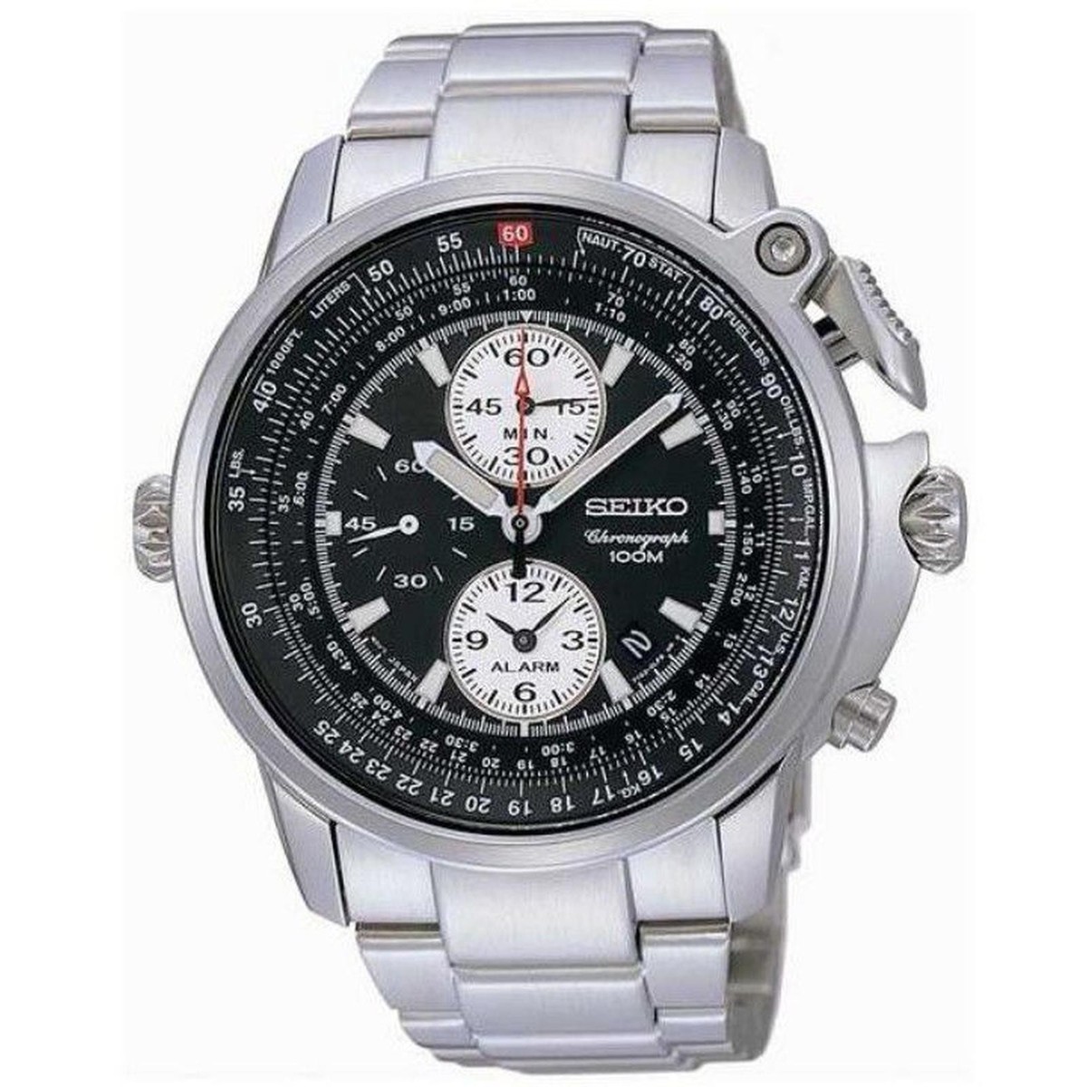 SEIKO Chronograph SNAB67P1 Flight Master Pilot Alarm Watch Quartz