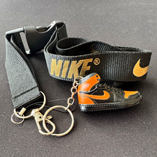 Nike Black Detachable Lanyard Keychain w/ Mini Nike Jordan 1 Sneaker Charm
