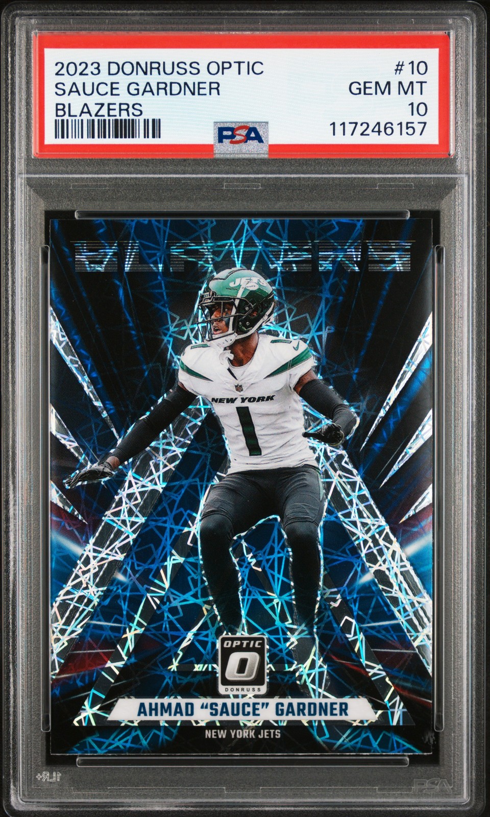2023 PANINI DONRUSS OPTIC BLAZERS #10 AHMAD "SAUCE" GARDNER PSA 10