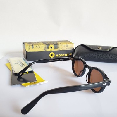 MOSCOT LEMTOSH SUNGLASSES BLACK FRAME BROWN LENS ROUND VINTAGE