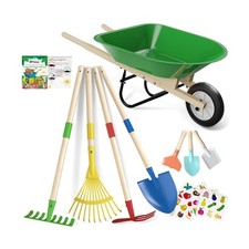 Kids Wheelbarrow Set with Gardening Tools Outdoor Backyard Garden P... Fast Ship