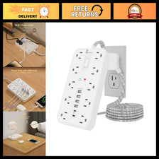 Surge Protector Power Strip with 5ft Braided Cord, 10 Outlets  6 USB Ports, Wal