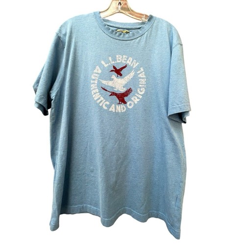L.L. Bean Short Sleeve Authentic Original Ducks Men’s M Light Blue Cotton Tee