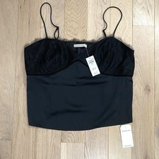 Abercrombie Fitch Lace Cami Tank Top Women Size Large Black Y2K New