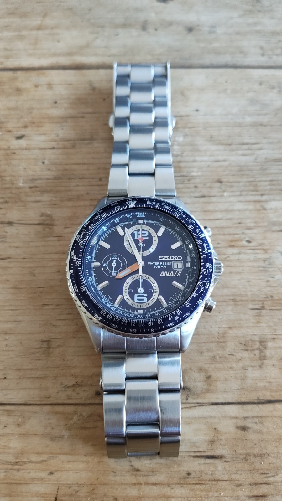SEIKO ANA Flightmaster Pilot 7T92-0CF0 Blue Dial Quartz Watch  Chrinograph image 2