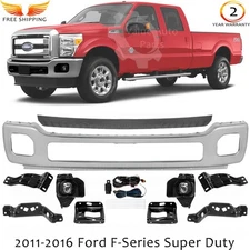 Front Bumper Chrome & Fog Lights Kit For 2011-2016 Ford F-250 F-350 Super Duty