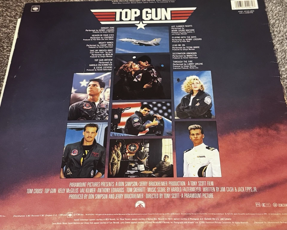 Top Gun Original Movie Soundtrack Vinyl 12"LP 1986 Album Kenny Loggins CBS 70296 - Image 2 of 4