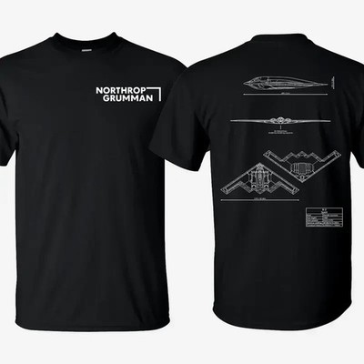 B-2 Spirit Stealth Bomber Blueprint T-Shirt, Northrop Grumman Flying Wing