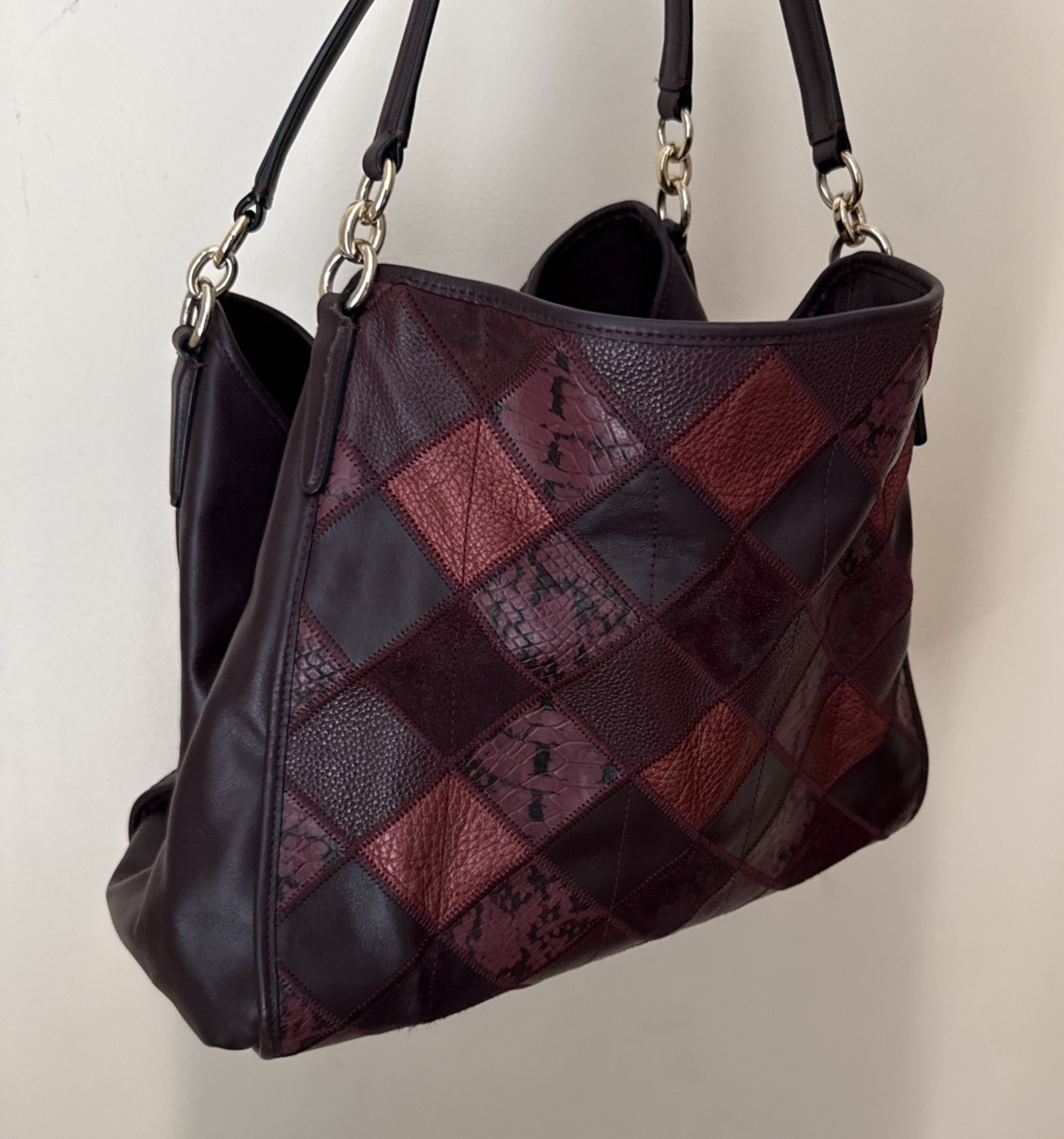 Coach Phoebe Metallic Patchwork Shoulder Bag Burg… - image 4