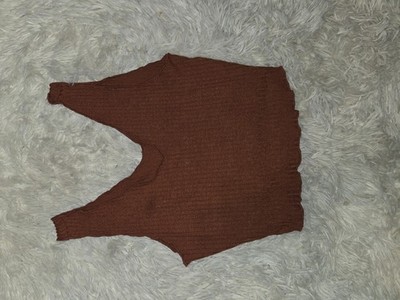 Women s Brown Ribbed Knit Cropped Tank Top Ruffle Hem Scoop Neck Pullover
