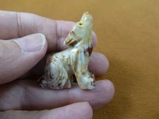 Y-COY-25) little gray tan COYOTE wolf wild dog SOAPSTONE stone PERU FIGURINE