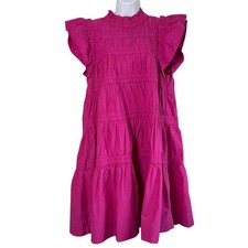 Sea NY Steph Cotton Flutter Sleeve Tunic Dress Sz XL Cottage Tiered Boho Indie