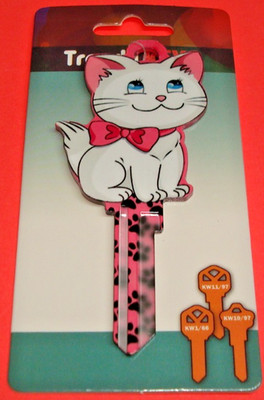 Cute White Cat Kitten Trendy Keys House Key Blank for Kwikset KW1 KW10 KW11