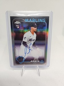 2024 Topps Chrome Baseball Rookie Refractor Auto Jacob Amaya /499 #RA-JAM Marlin