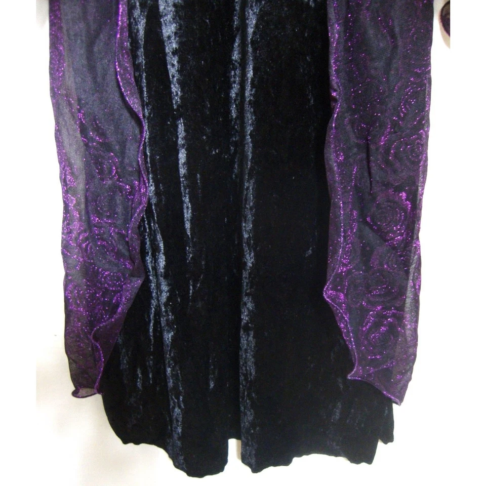 Disfraz DARK ANGEL Terciopelo Corsé Vampiresa Vestido Púrpura Negro Gótico Adams JR Lg Foto 2 de 4