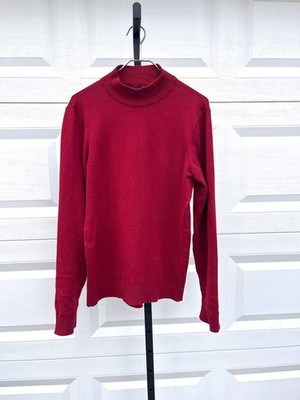 ASOS Threadbare Red Slim Fit Fine Knit Mockneck Sweater L Mod Punk Goth Metal