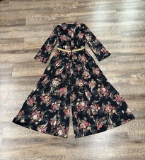 Vintage 70s Wide Leg Jumpsuit Floral Paisley Boho 48  Bell Bottom Zip Front S
