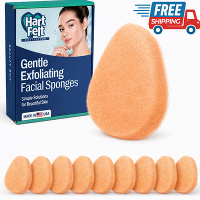 [10 Pack] Gentle Exfoliating Facial Sponge for Face - Daily Cleansing Face Scrub