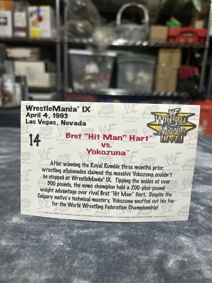 Bret Hit Man Hart vs. Yokozuna 1999 WWF WrestleMania LIVE 4x6 Photo Card #14 AUC - Image 2 of 2