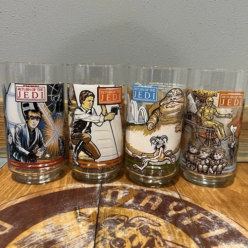 Vintage Star Wars ESB Burger King Darth Vader Boba Fett Coca Cola Glass Cup 1980