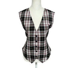 Vintage Counterparts Tartan Plaid Vest Womens Medium Dark Academia Preppy
