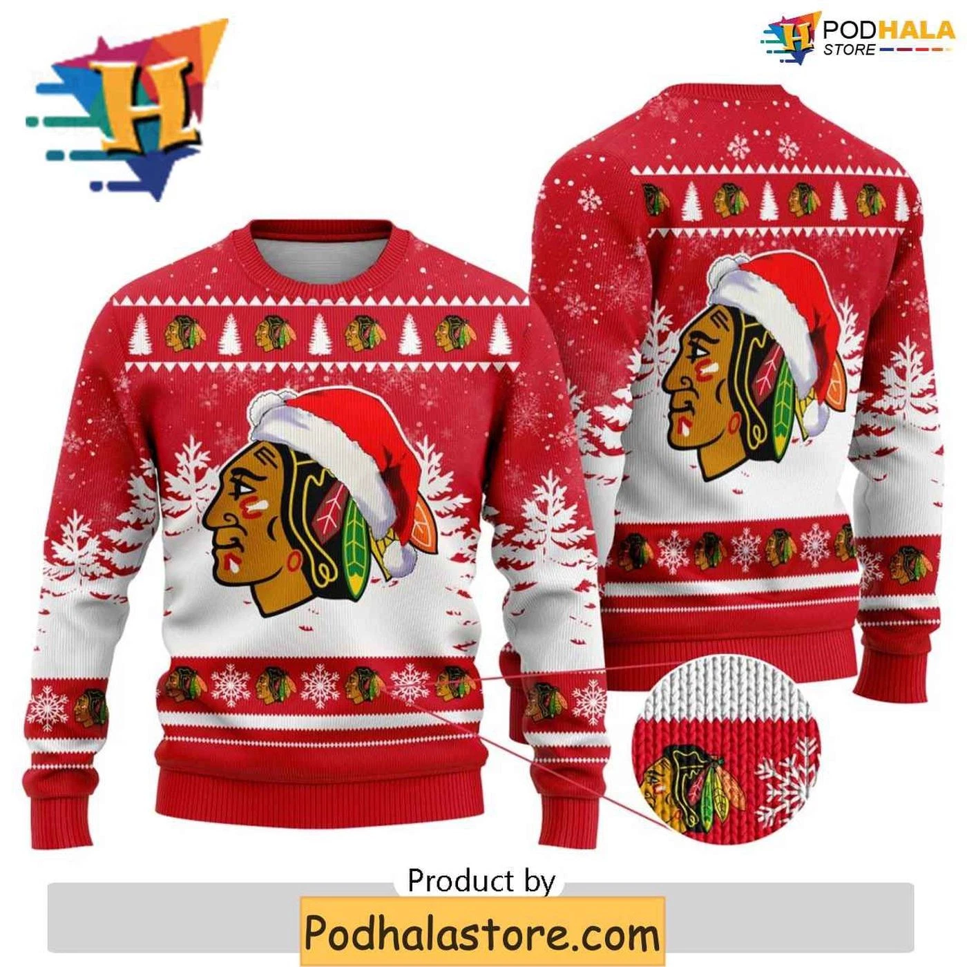 Chicago Blackhawks Xmas Ugly Christmas Sweater, Christmas Gift