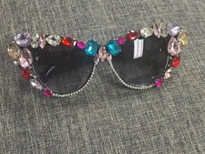 Luxury Crystal Oversized Cat Sunglasses Elegant Festival Party Eye Accessories