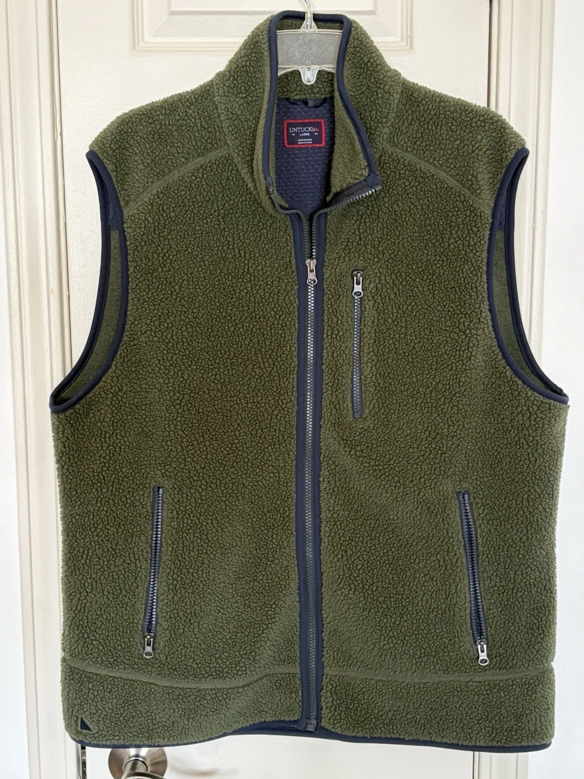UNTUCKit Sherpa Fleece Vest Jacket Mens Large Green Davis