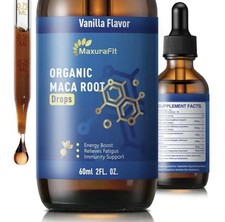 Organic Maca Root Drops Vanilla Flavor - 2fl Oz Energy Boost Ashwagandha - NEW 