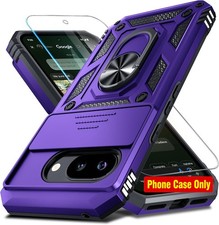 Google Pixel 10A Case with Slide Camera Cover, Tempered Glass Protector, Purple