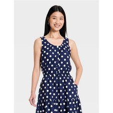 Women's Button-Front Tank Top - A New Day Navy Blue M