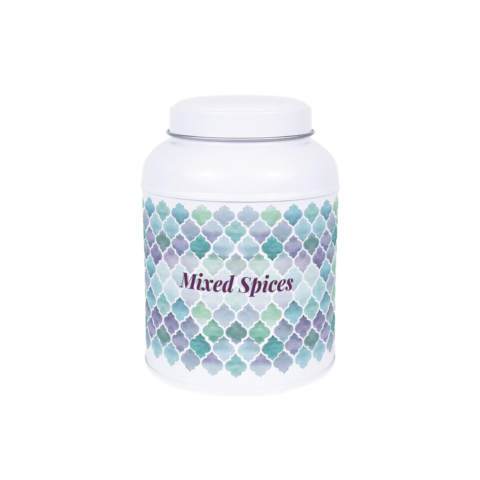 Arabesque Tile Mixed Spices Canister - Small Domed Lid Kitchen Storage Jar