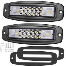 2x 7 160w Flush Mount Slim Led Light Bar Flood Pods Driving Reverse Offroad 4wd